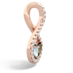 Aquamarine Pave Twist 'One Heart' 14K Rose Gold pendant P5360