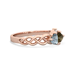 Aquamarine Heart To Heart Braid 14K Rose Gold ring R5870