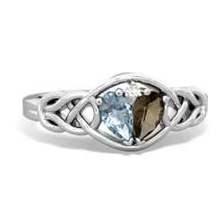 Aquamarine Celtic Love Knot 14K White Gold ring R5420