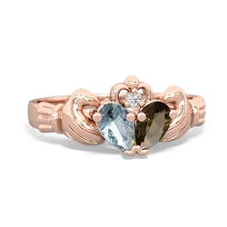 Aquamarine 'Our Heart' Claddagh 14K Rose Gold ring R2388