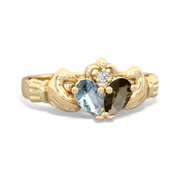 Aquamarine 'Our Heart' Claddagh 14K Yellow Gold ring R2388