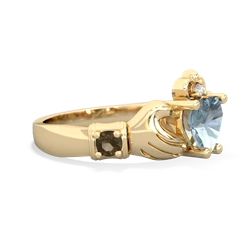 Aquamarine Claddagh Keepsake 14K Yellow Gold ring R5245