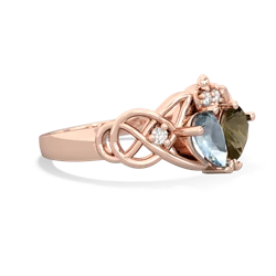 Aquamarine 'One Heart' Celtic Knot Claddagh 14K Rose Gold ring R5322