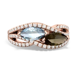 Aquamarine Diamond Rivers 14K Rose Gold ring R3070