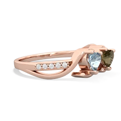 Aquamarine Side By Side 14K Rose Gold ring R3090