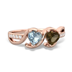 Aquamarine Side By Side 14K Rose Gold ring R3090