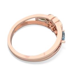 Aquamarine Hearts Intertwined 14K Rose Gold ring R5880