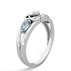 Aquamarine Hearts Intertwined 14K White Gold ring R5880