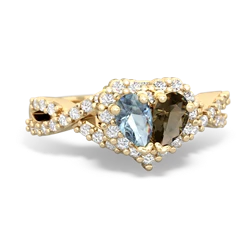 Aquamarine Diamond Twist 'One Heart' 14K Yellow Gold ring R2640HRT