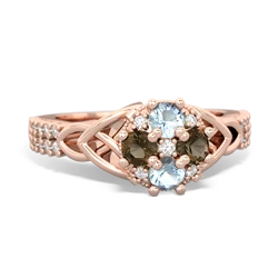 Aquamarine Celtic Knot Cluster Engagement 14K Rose Gold ring R26443RD