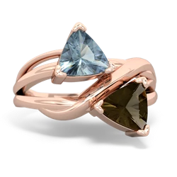 Aquamarine Split Band Swirl 14K Rose Gold ring R2341