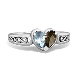 Aquamarine Filligree 'One Heart' 14K White Gold ring R5070