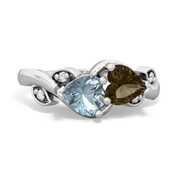 Aquamarine Floral Elegance 14K White Gold ring R5790