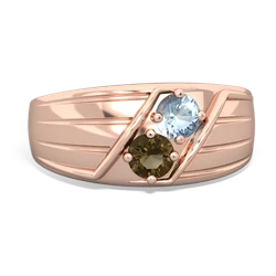 Aquamarine Men's Streamline 14K Rose Gold ring R0460