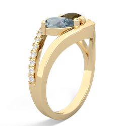 Aquamarine Nestled Heart Keepsake 14K Yellow Gold ring R5650