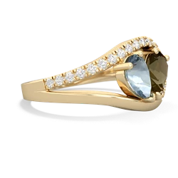 Aquamarine Nestled Heart Keepsake 14K Yellow Gold ring R5650