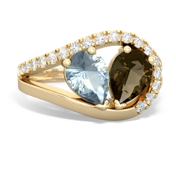 Aquamarine Nestled Heart Keepsake 14K Yellow Gold ring R5650