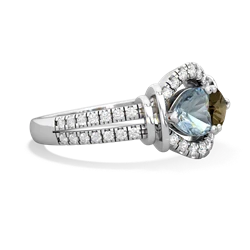 Aquamarine Art-Deco Keepsake 14K White Gold ring R5630