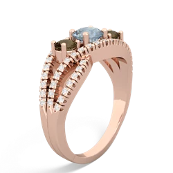 Aquamarine Three Stone Aurora 14K Rose Gold ring R3080