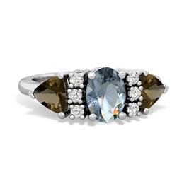 Aquamarine Antique Style Three Stone 14K White Gold ring R2186