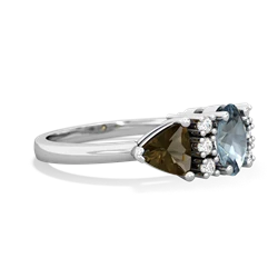 Aquamarine Antique Style Three Stone 14K White Gold ring R2186