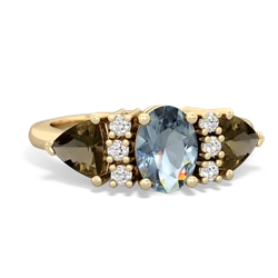 Aquamarine Antique Style Three Stone 14K Yellow Gold ring R2186