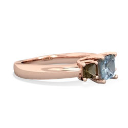 Aquamarine Three Stone Trellis 14K Rose Gold ring R4015