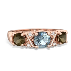 Aquamarine Hugs And Kisses 14K Rose Gold ring R5016