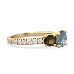 Aquamarine Pave Trellis 14K Yellow Gold ring R5500