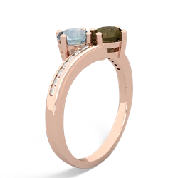 Aquamarine Channel Set Two Stone 14K Rose Gold ring R5303