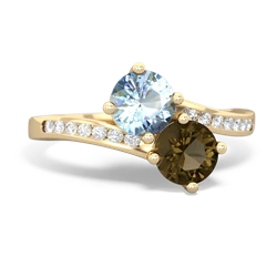 Aquamarine Channel Set Two Stone 14K Yellow Gold ring R5303