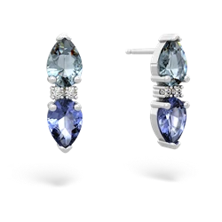 Aquamarine Bowtie Drop 14K White Gold earrings E0865