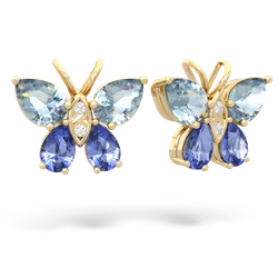 Aquamarine Butterfly 14K Yellow Gold earrings E2215