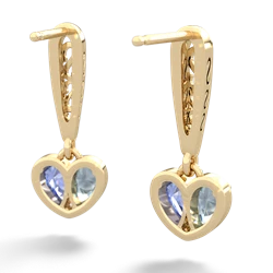 Aquamarine Filligree Heart 14K Yellow Gold earrings E5070