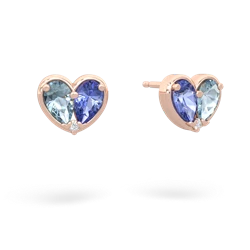 Aquamarine 'Our Heart' 14K Rose Gold earrings E5072