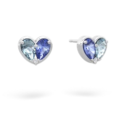 Aquamarine 'Our Heart' 14K White Gold earrings E5072