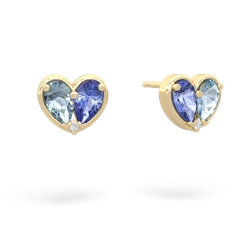 Aquamarine 'Our Heart' 14K Yellow Gold earrings E5072