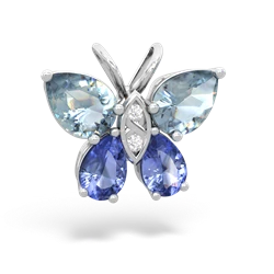 Aquamarine Butterfly 14K White Gold pendant P2215