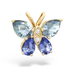 Aquamarine Butterfly 14K Yellow Gold pendant P2215