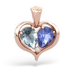 Aquamarine Two Become One 14K Rose Gold pendant P5330