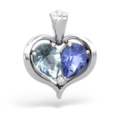 Aquamarine Two Become One 14K White Gold pendant P5330
