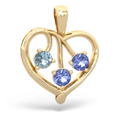 Aquamarine Glowing Heart 14K Yellow Gold pendant P2233