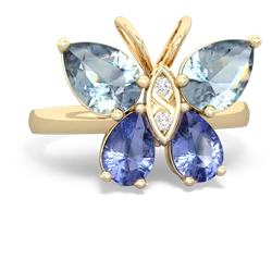 Aquamarine Butterfly 14K Yellow Gold ring R2215