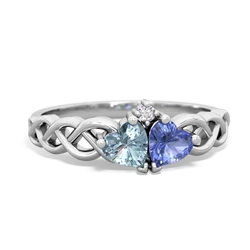 Aquamarine Heart To Heart Braid 14K White Gold ring R5870