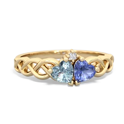 Aquamarine Heart To Heart Braid 14K Yellow Gold ring R5870