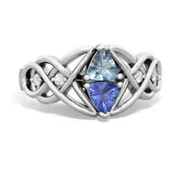 Aquamarine Keepsake Celtic Knot 14K White Gold ring R5300