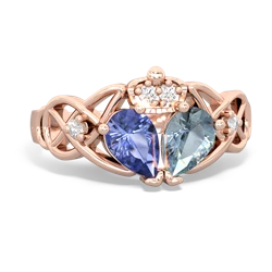 Aquamarine 'One Heart' Celtic Knot Claddagh 14K Rose Gold ring R5322