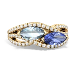 Aquamarine Diamond Rivers 14K Yellow Gold ring R3070