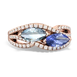 Aquamarine Diamond Rivers 14K Rose Gold ring R3070