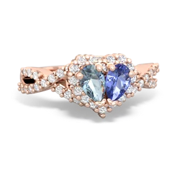 Aquamarine Diamond Twist 'One Heart' 14K Rose Gold ring R2640HRT